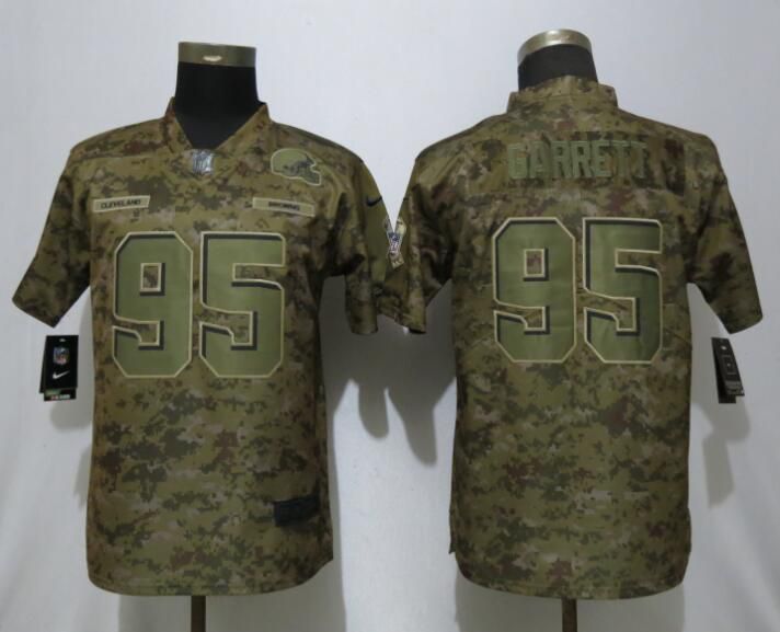 Women Cleveland Browns #95 Garrett Nike Camo Salute to Service Limited NFL Jerseys->women nfl jersey->Women Jersey